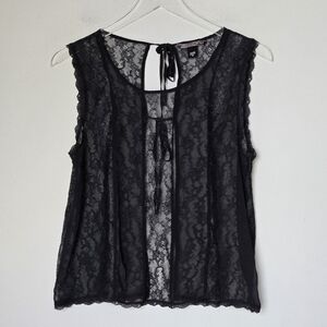 Victoria's Secret Fairy Witchy Gothic Edgy Punk Black Lace Sleeveless Top Size S